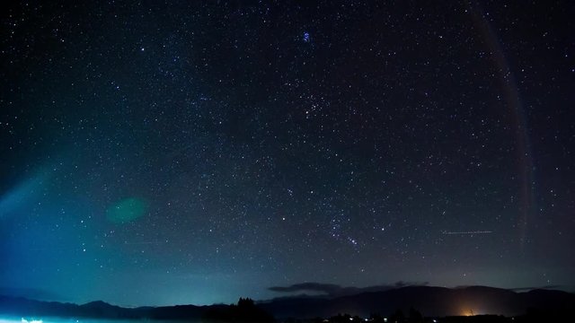 星空の動きタイムラプス　東の空　日周運動