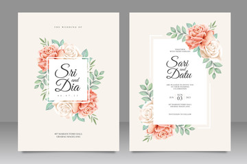 Obraz na płótnie Canvas Floral frame wedding invitation card template