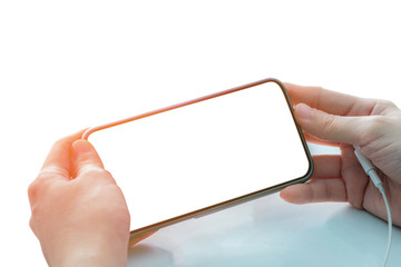 smartphone on woman hands