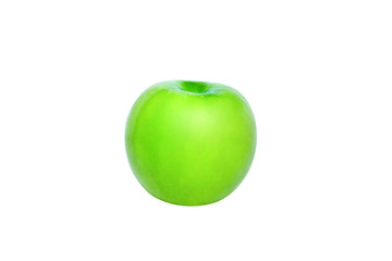 Fresh green apple fruit isolated on white background without shadow and stalk.
