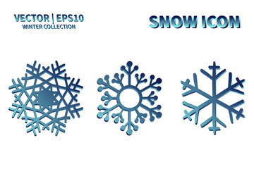 Snowflake vector icon set. Christmas and winter snow flake element collection. Isolated flat new year holiday decoration illustration template. Cold weather object design silhouette symbol