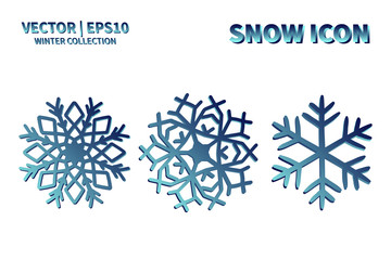 Snowflake vector icon set. Christmas and winter snow flake element collection. Isolated flat new year holiday decoration illustration template. Cold weather object design silhouette symbol