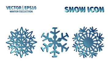 Snowflake vector icon set. Christmas and winter snow flake element collection. Isolated flat new year holiday decoration illustration template. Cold weather object design silhouette symbol