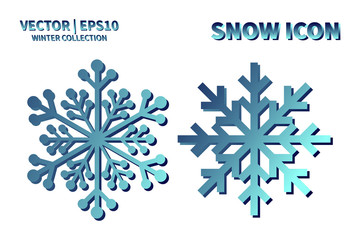 Snowflake vector icon set. Christmas and winter snow flake element collection. Isolated flat new year holiday decoration illustration template. Cold weather object design silhouette symbol