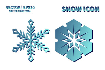 Snowflake vector icon set. Christmas and winter snow flake element collection. Isolated flat new year holiday decoration illustration template. Cold weather object design silhouette symbol