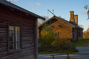 Outdoor collection of old rural houses from 1500s till 1700s in Stockholm. 