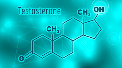 Obraz premium Chemical molecular formula hormone testosterone. Infographics illustration.