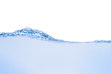 Water splash. Aqua flowing in waves and creating bubbles. Drops on the water surface feel fresh and...