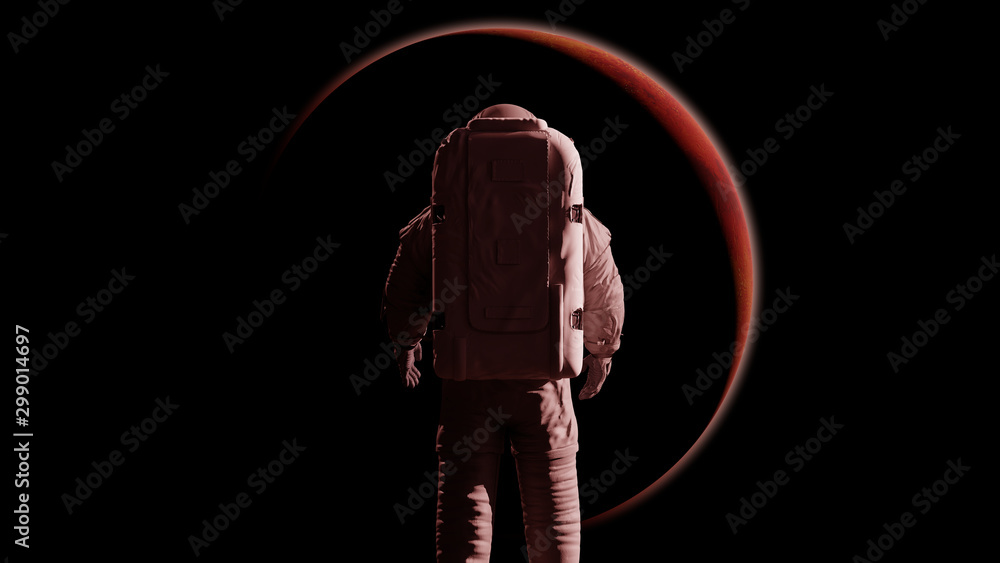 Canvas Prints standing astronaut in front of planet mars