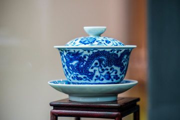 Blue and white porcelain bowls at the exhibition