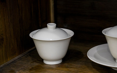 White porcelain cup on the table