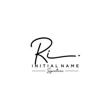 Letter RI Signature Logo Template Vector