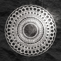Decorative design element. Patterns with geometric ethnic ornament. Circular ornamental symbol.
