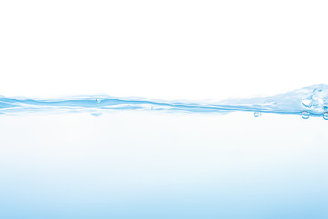 Water splash. Aqua flowing in waves and creating bubbles. Drops on the water surface feel fresh and clean. isolated on white background.