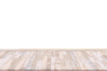 Fototapeta premium Wood table top with concrete wall background. Used for product placement or montage. 