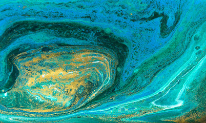 Blue and gold marbling ripple of agate.