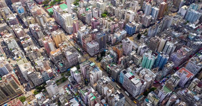 Timelapse of aerial view of Hong Kong city