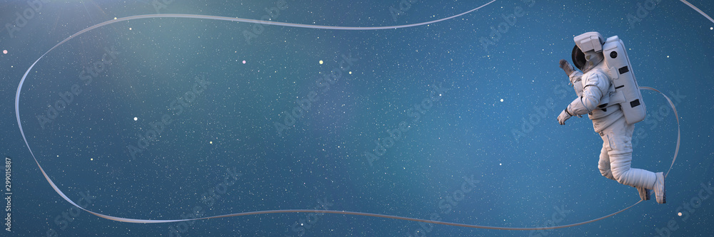 Canvas Prints astronaut in outer space (3d science illustration banner)