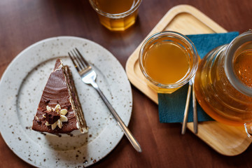 Piece of bird cherry cake