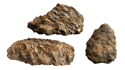 natural brown rocks isolated on white background