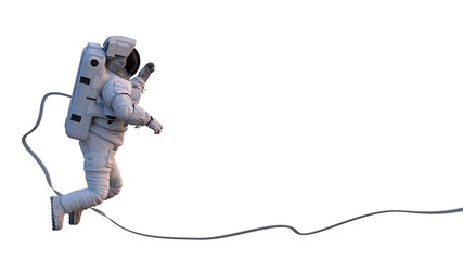 astronaut performing space walk, isolated on white background © dottedyeti