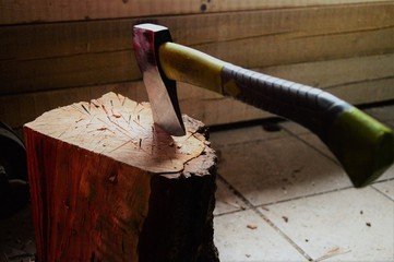 wood chopping axe