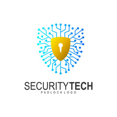 Shield security logo design vector. shield logo and padlock design vector