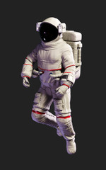3d Illustration Astronaut pose against isolated on black background with clipping path.