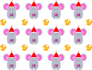  Christmas mouse vector pattern on a white background