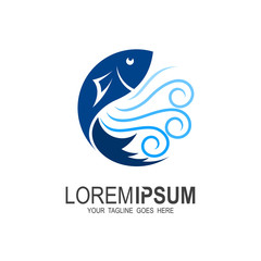 Fish logo template creative icon design, Creative vector symbol of fishing 