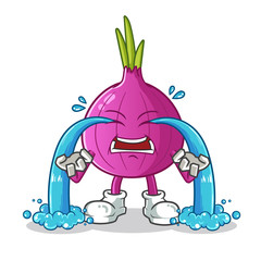 Red onion cry mascot vector cartoon illustration