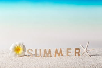 Summer word on tropical beach bright Color . background layout banners