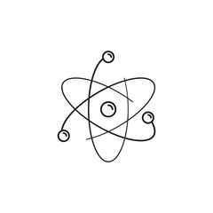Atom illustration. Flat and isolated on white background. Outline thin line icon.
