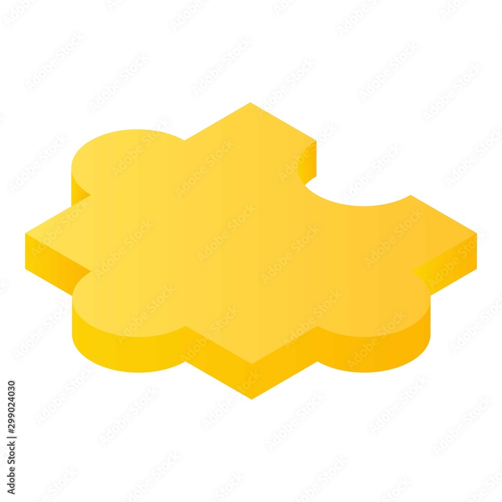 Poster yellow puzzle icon. isometric of yellow puzzle vector icon for web design isolated on white backgrou