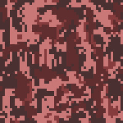 Digital camouflage pattern background, seamless vector . Classic military clothing style. Masking army camo, repeat print for Wallpapers or prints on fabric. Red colors texture.
