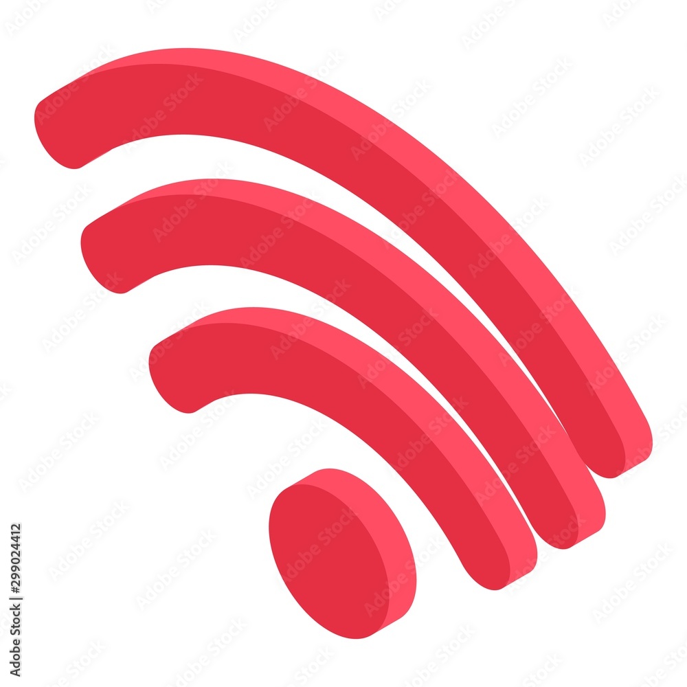 Poster red wifi icon. isometric of red wifi vector icon for web design isolated on white background
