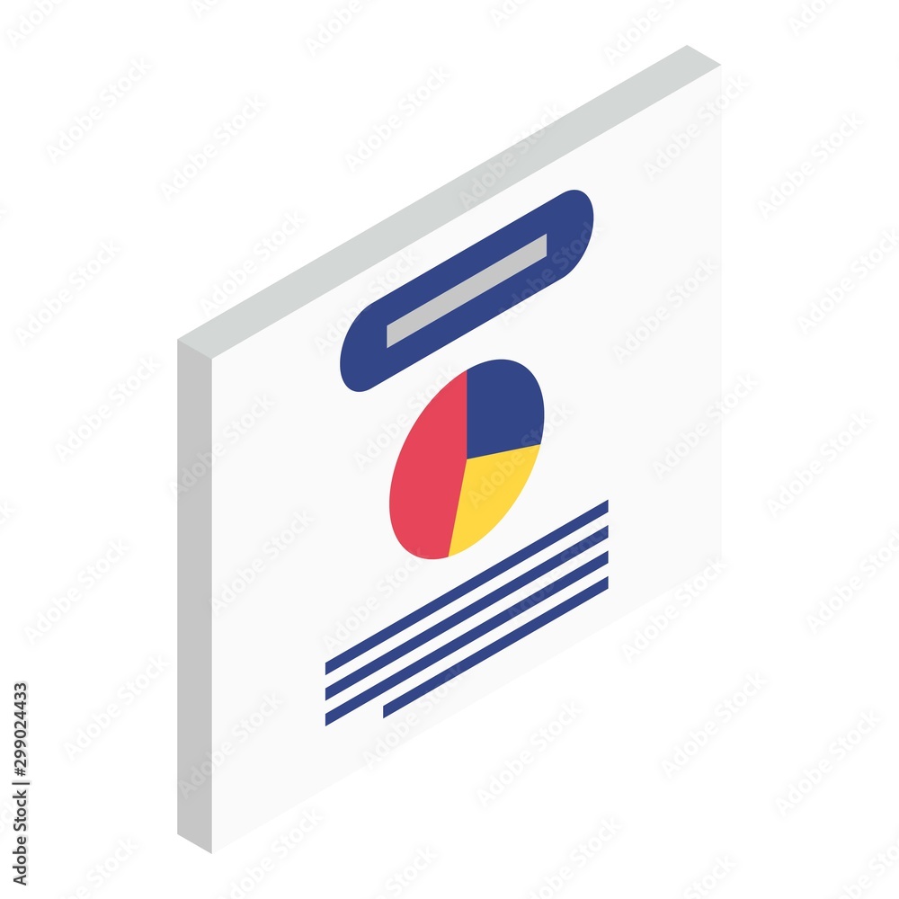 Poster pie chart banner icon. isometric of pie chart banner vector icon for web design isolated on white ba