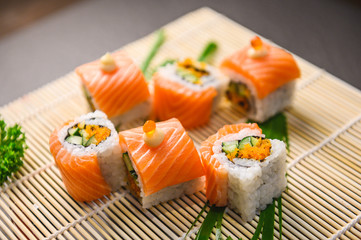 delicious sushi roll Japanese food, Salmon menu Japanese food cuisine