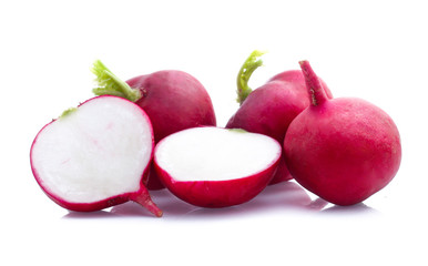 Small garden radish isolated on white background