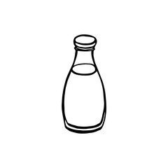 Milk hand draw icon. Vector farm logo isolated on white background,