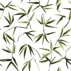 Bambusowy chaotyczny wzór na białym tle - 299027486