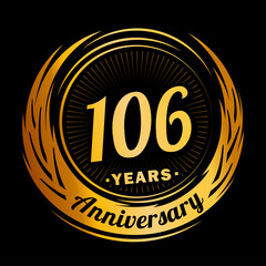 106 years anniversary. Anniversary logo design. One hundred and six years logo.