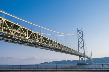 Akashi Kaikyo bridge at Kobe port, The longest bridge in Japan