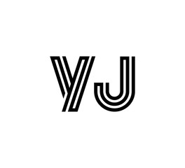 Initial two letter black line shape logo vector YJ