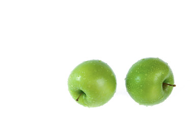 copy space green apple isolated on white