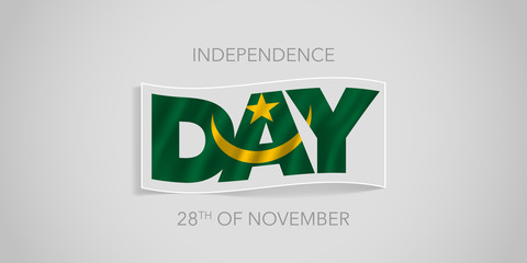 Mauritania happy independence day vector banner, greeting card
