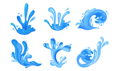 Fototapeta na wymiar Water Splashes Vector Illustrated Set. Motion of Aqua Concept