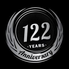 Fototapeta premium 122 years anniversary. Anniversary logo design. One hundred and twenty-two years logo.
