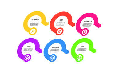 vector step Infographic stack chart design with icons and 6 options or steps. for business concept. Can be used for presentations banner, workflow layout, process diagram, flow chart