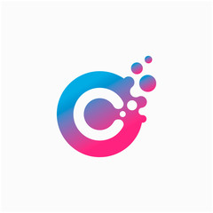 molecule initial Letter C Logo design , Lab Logo Design Element , Design Vector with Dots. - VECTOR
